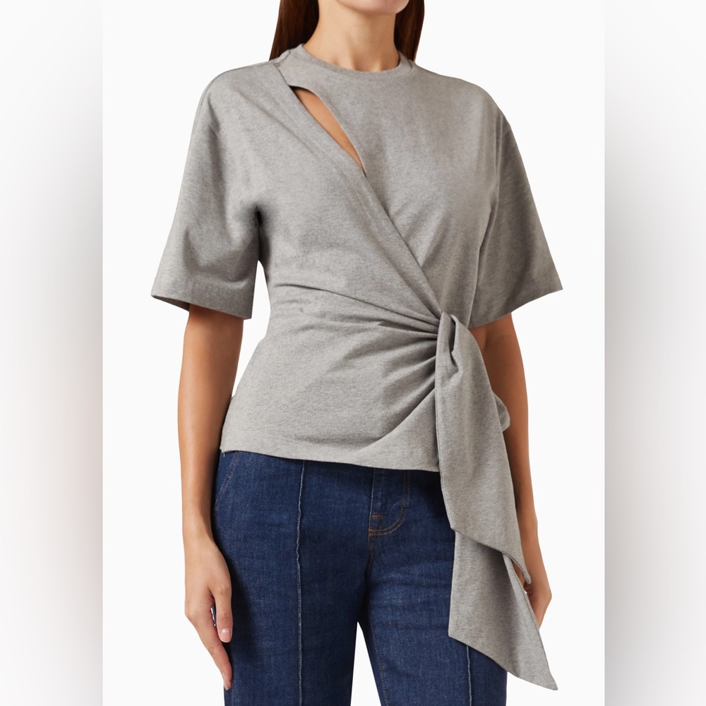 Jonathan Simkhai- Jolene grey wrap tie tee -NWT